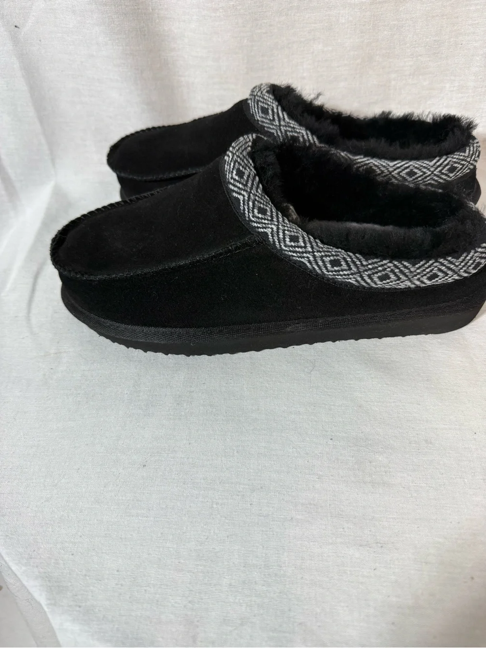 Dluxe by  dearform Black Suede-Look Slip-On Fleece Lined Slippers